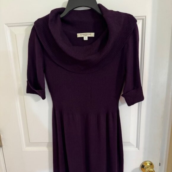 Evan Picone Dresses & Skirts - Evan Picone Deep Berry Angora Blend Sweater Dress | Cowl Collar & Elbow Sleeves